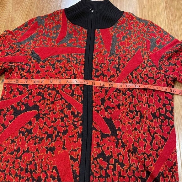 Vintage Red Black Wool Bomber Sweater Jacket Made in Italy - M - Picture 11 of 12